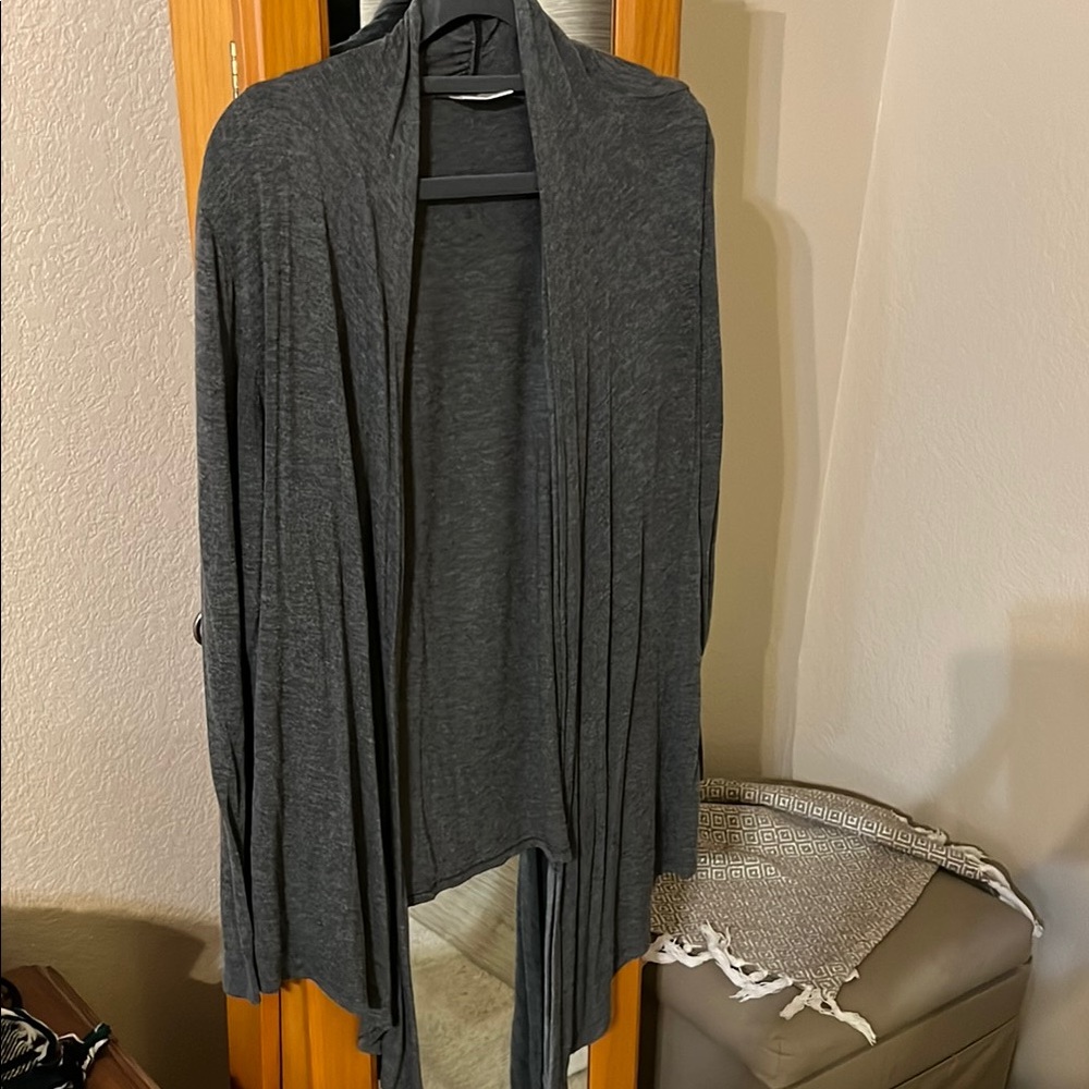 Gray Waterfall Cardigan Sweater